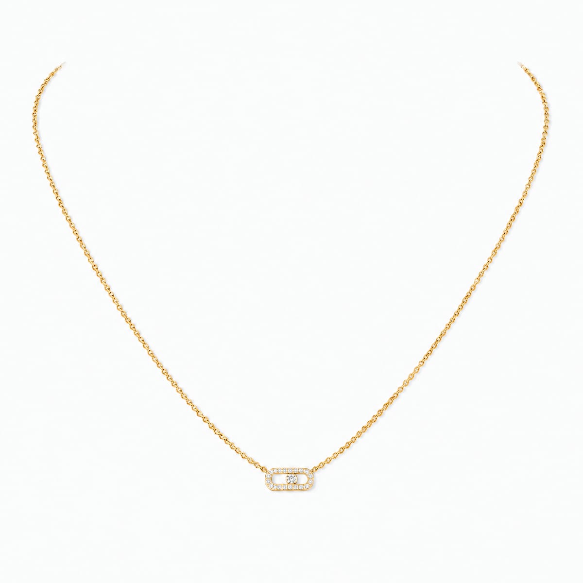 Move Uno Pavé Diamond Necklace in Yellow Gold | Messika 15522-YG