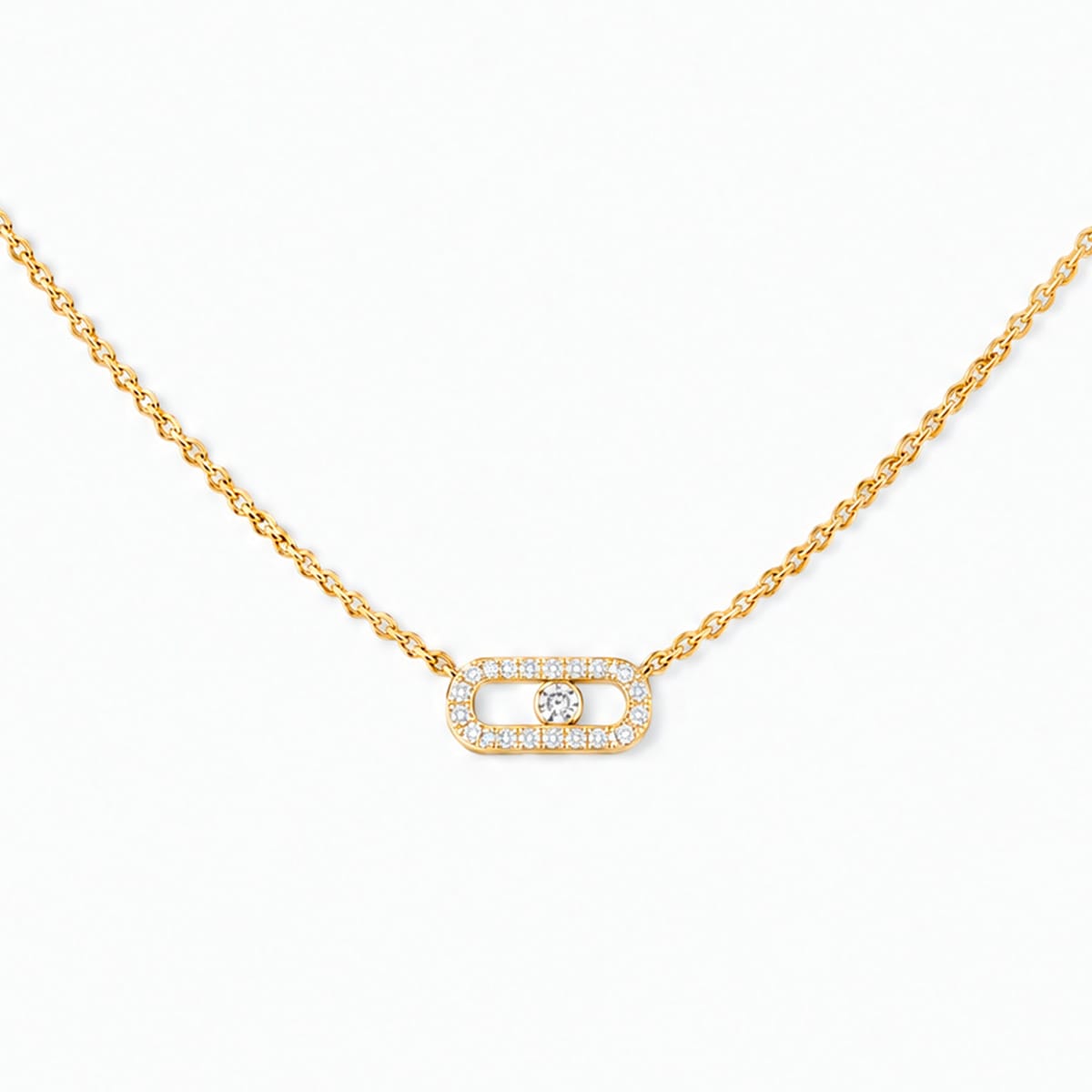 Move Uno Pavé Diamond Necklace in Yellow Gold | Messika 15522-YG