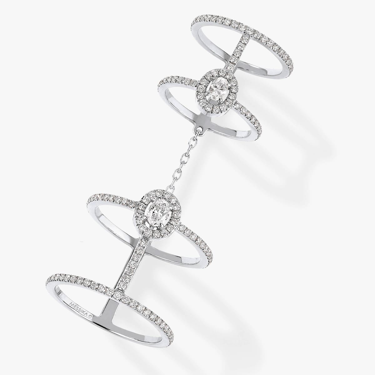 Bague Femme Or Blanc Diamant Bague multi-portés Glam'Azone pavée 05671-WG
