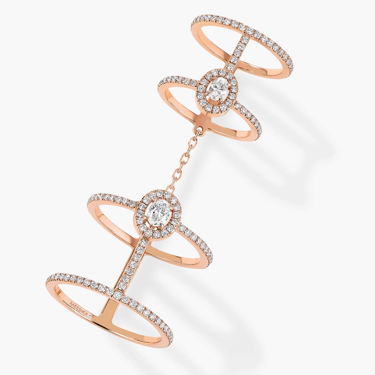 Bague Femme Or Rose Diamant Bague multi-portés Glam'Azone pavée 05671-PG