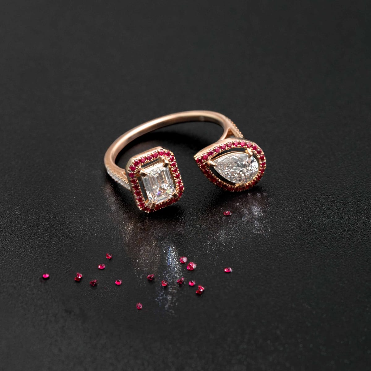 My Twin ruby ring Messika x Lapérouse  Pink Gold For Her Diamond Ring 15444-PG