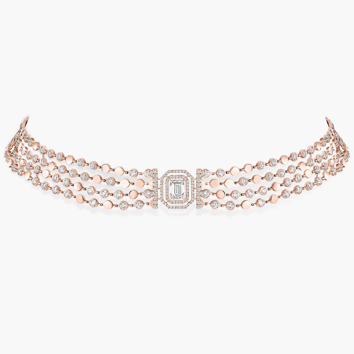 Necklace For Her Pink Gold Diamond Collier D-Vibes Multi Rangs 12434-PG