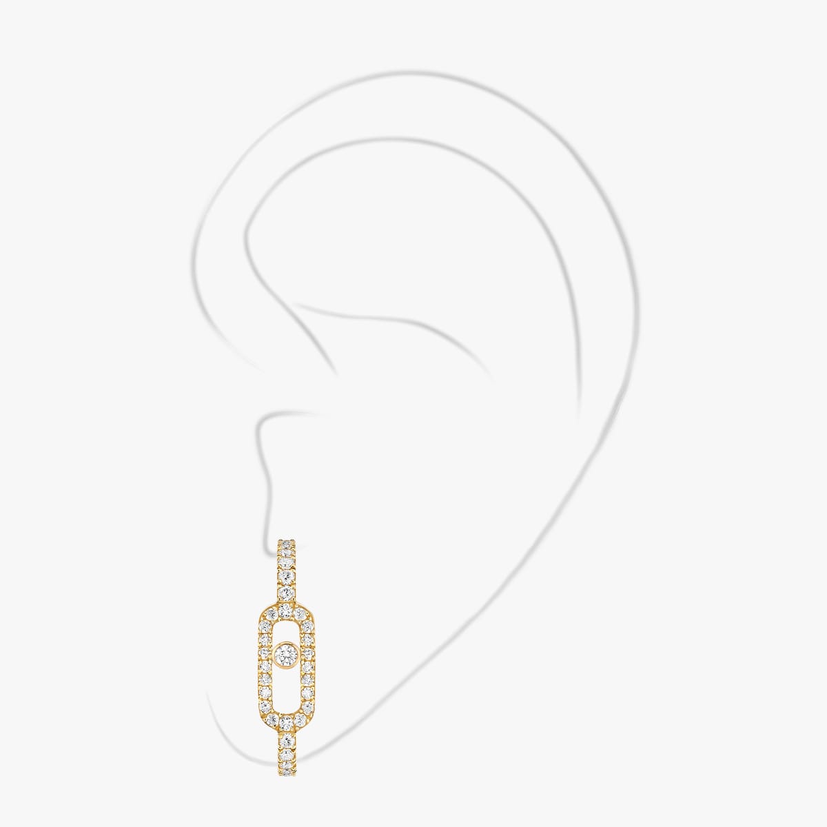 Boucles d'oreilles Femme Or Jaune Diamant Mono boucle d'oreille Move Uno pavée 10007-YG