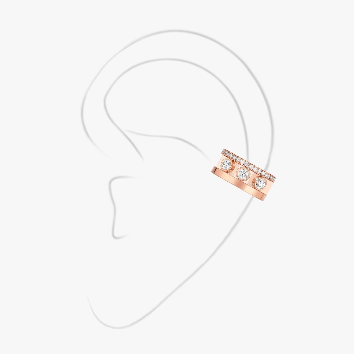 Boucles d'oreilles Femme Or Rose Diamant Mono clip Move Romane 10120-PG