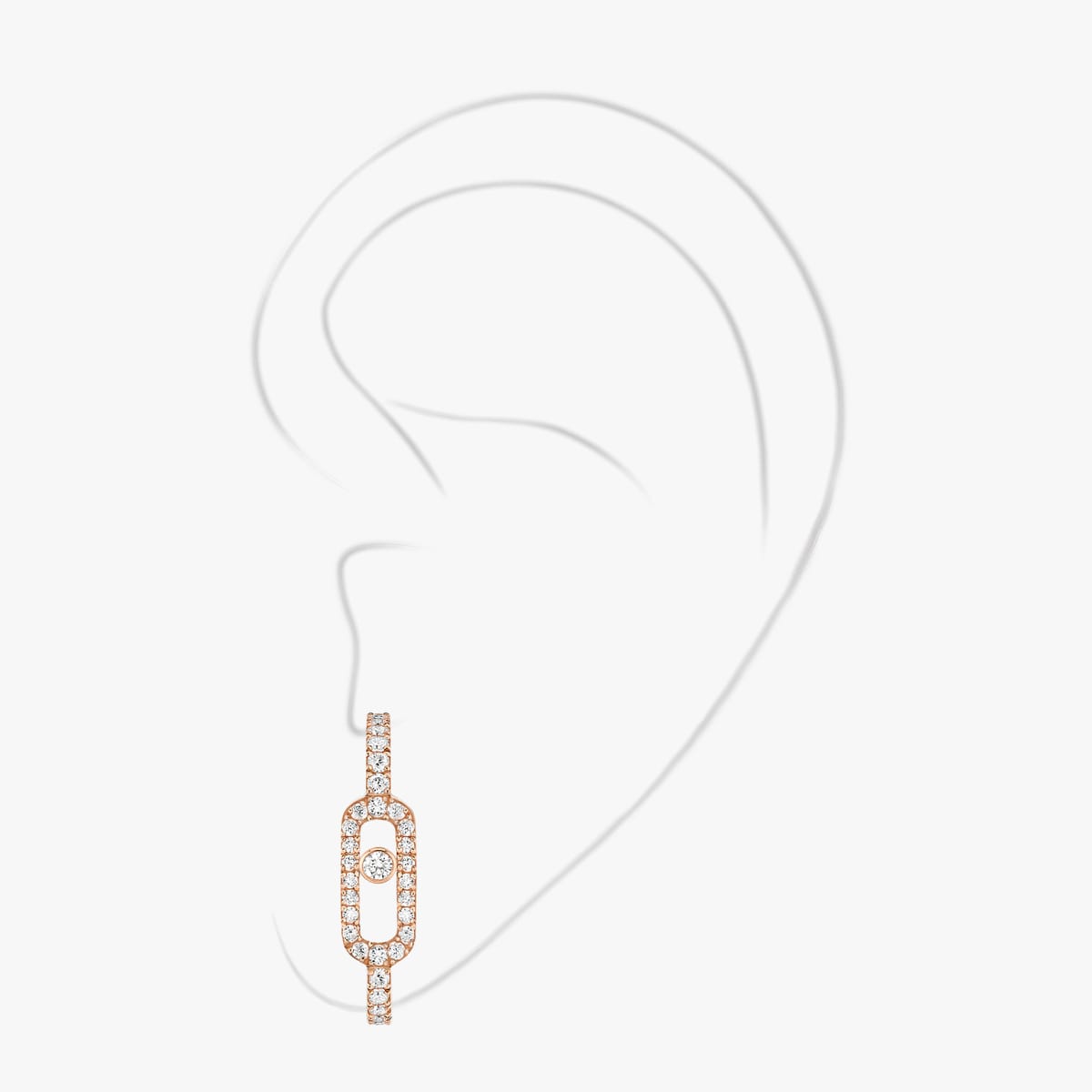 Move Uno single pavé earring Pink Gold For Her Diamond Earrings 10007-PG