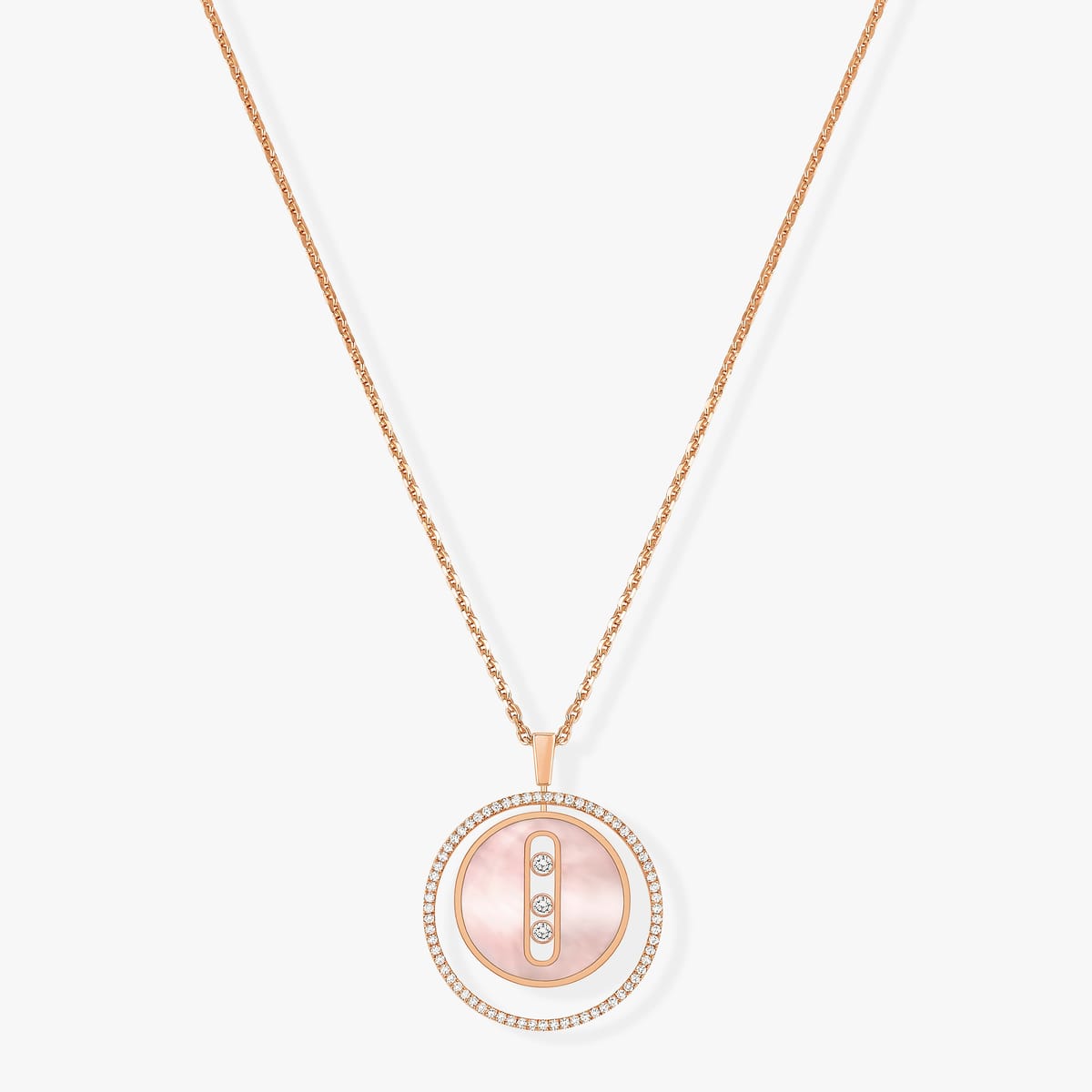 Lucky Move粉红色珍珠母贝中号款 Pink Gold Diamond For Her Necklace 10833-PG