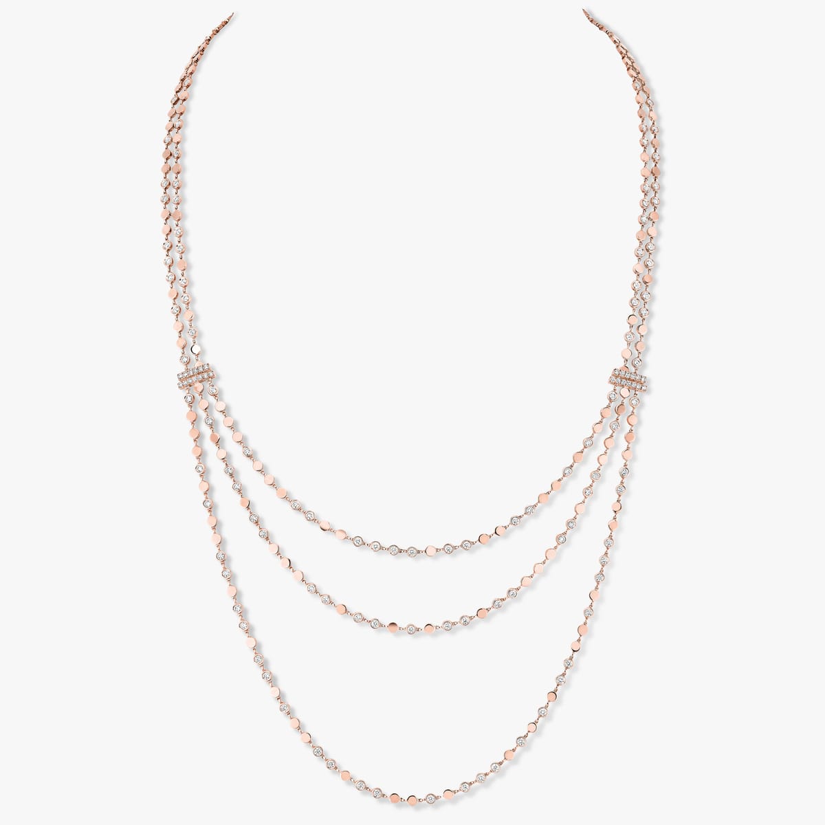 Necklace For Her Pink Gold Diamond D-Vibes Multi-Row Long Necklace 12435-PG