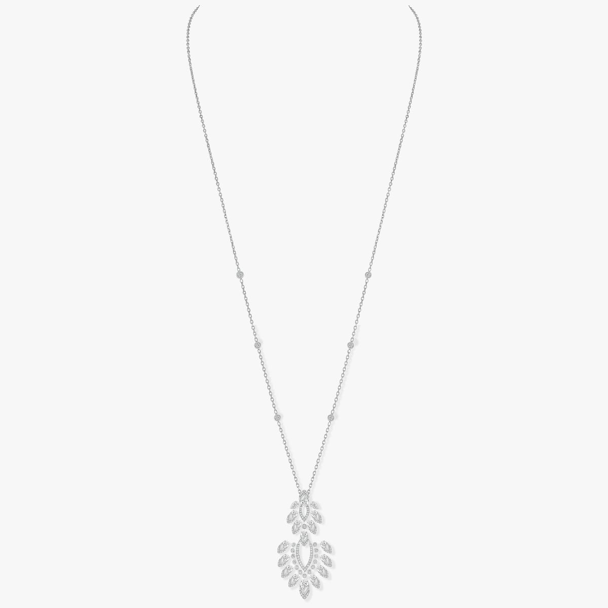 Desert Bloom Long Necklace White Gold For Her Diamond Necklace 07358-WG