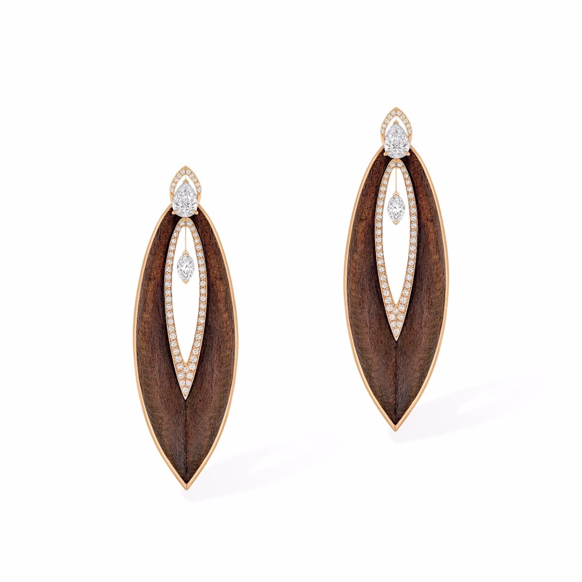 Earrings For Her Pink Gold Boucles D'oreilles Black Hawk 10075-PG