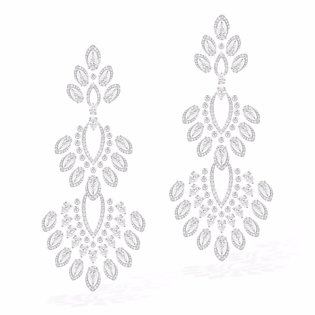 Earrings For Her White Gold Chandeliers Desert Bloom GM 10041-WG