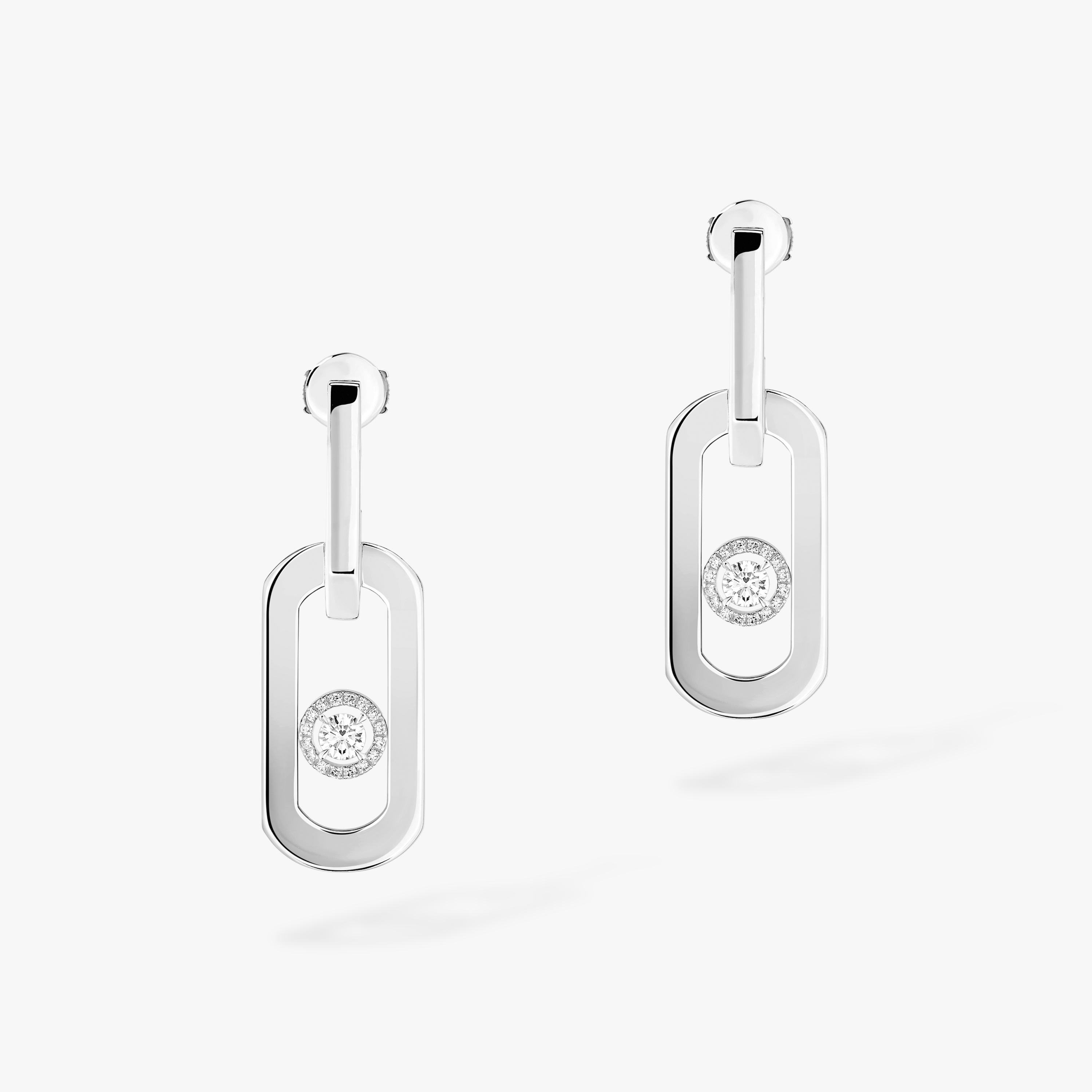 So Move XL Diamond Pendant Earrings in White Gold | Messika 13132-WG