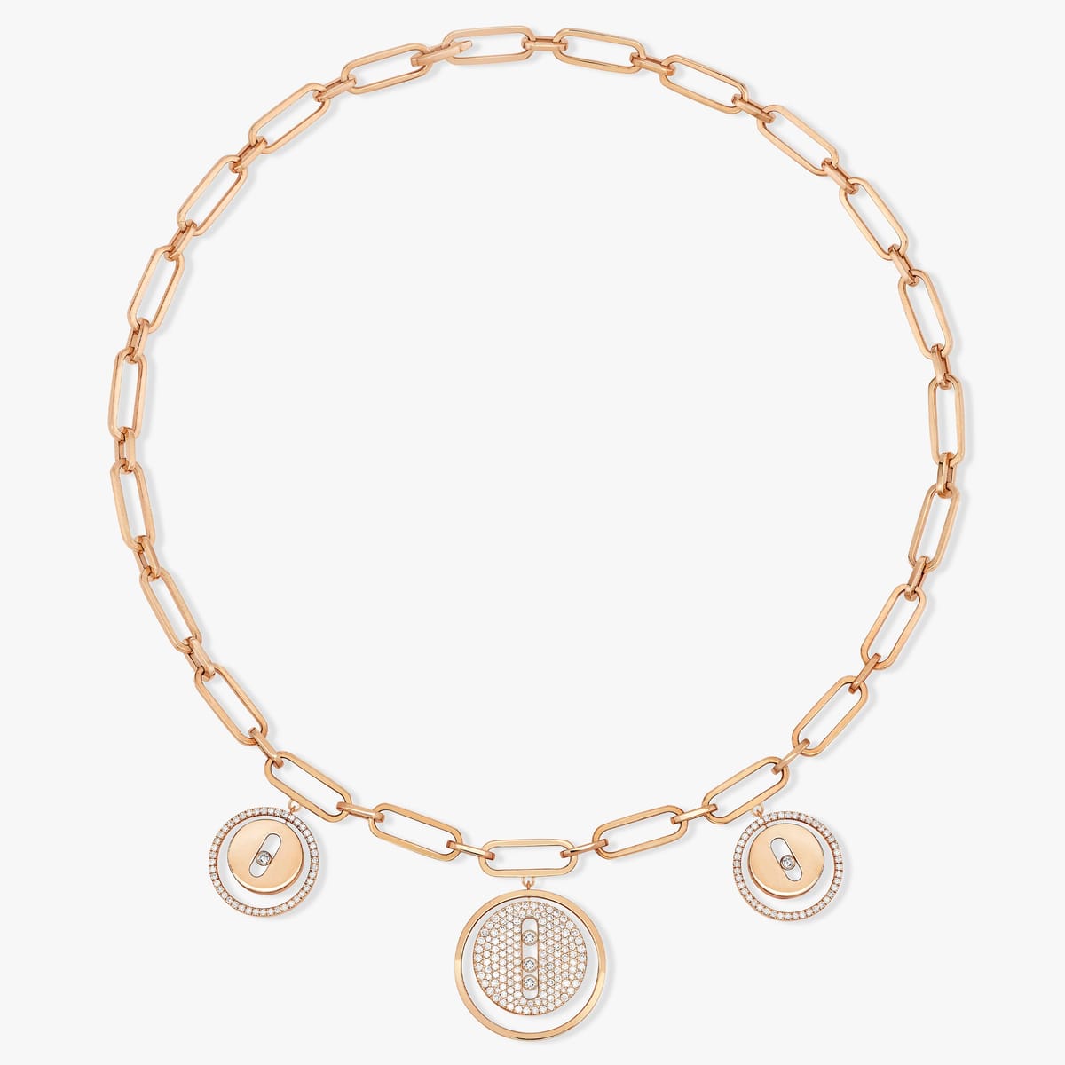 Choker Lucky Move Charms Pink Gold For Her Diamond Necklace 11972-PG