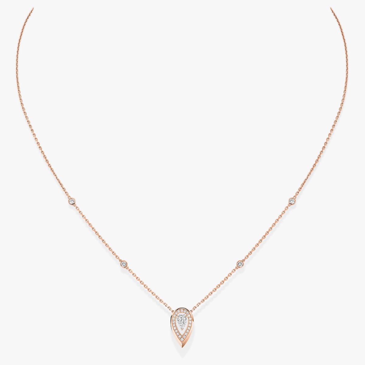 Fiery 0.10ct Pink Gold For Her Diamond Necklace 12611-PG