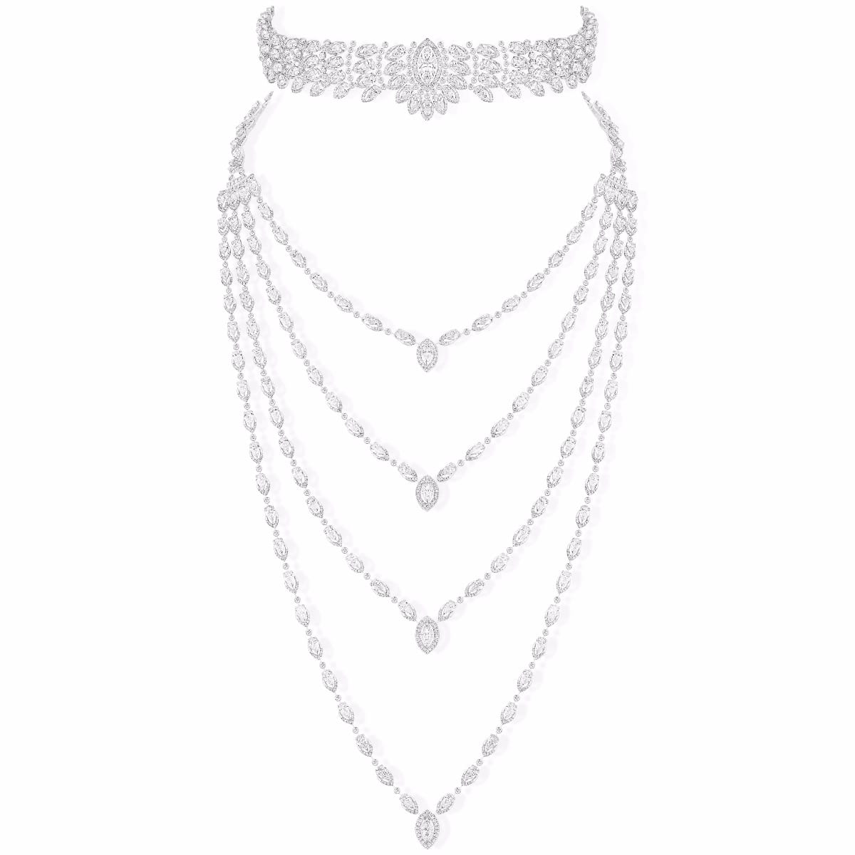 Necklace For Her White Gold Plastron Desert Bloom 07478-WG