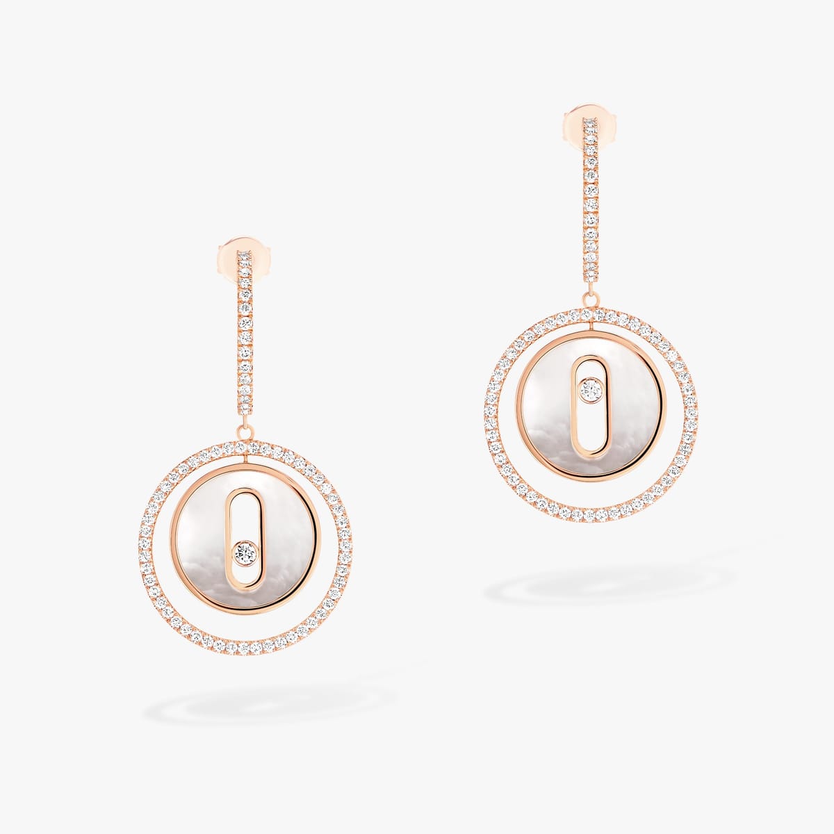 Boucles d'oreilles Femme Or Rose Diamant Boucles d'oreilles nacre blanche Lucky Move PM 12764-PG
