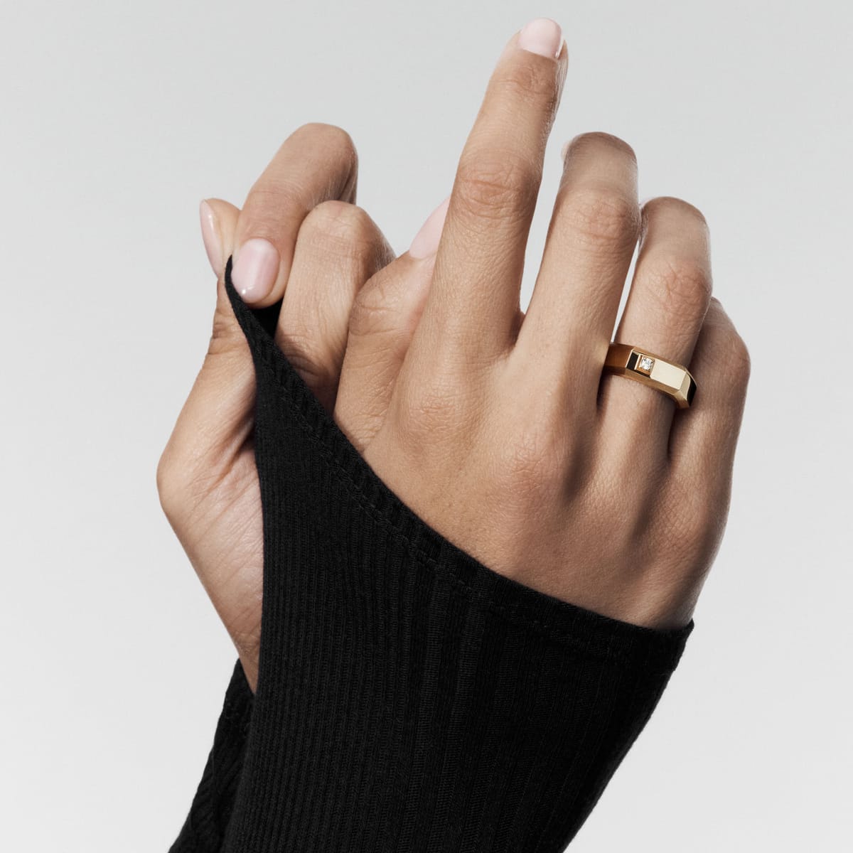 Ring Mixed Pink Gold Diamond Moderniste مقاس M 13558-PG