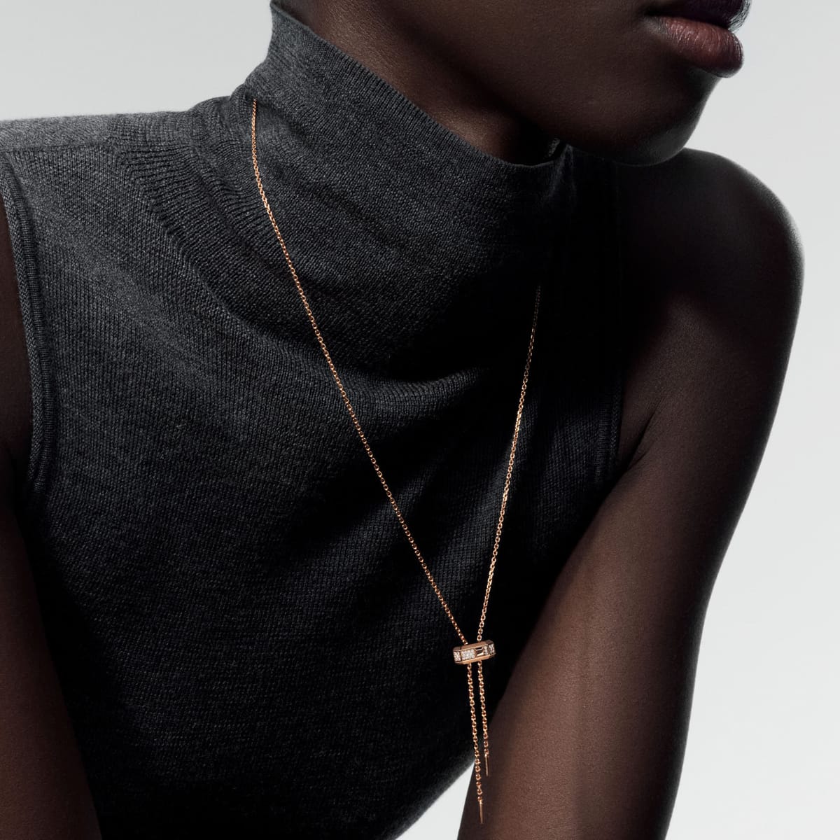 Collier Mixte Or Rose Diamant Collier cravate Moderniste 14363-PG