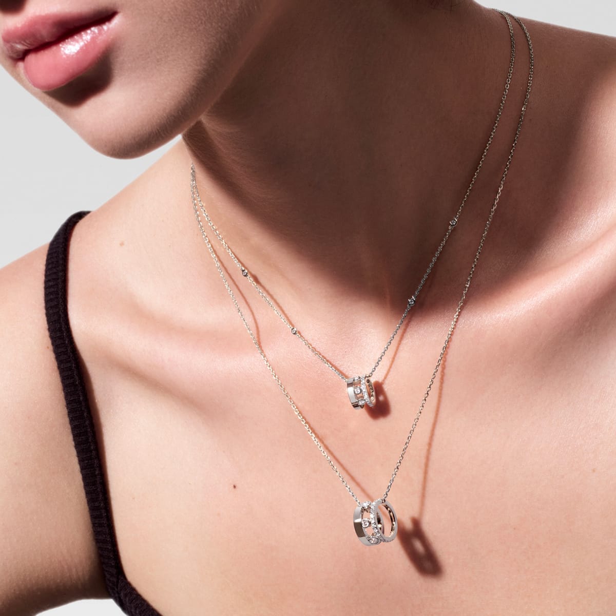 Collier Femme Or Blanc Diamant Collier pendentif Move Romane, petit modèle 07158-WG