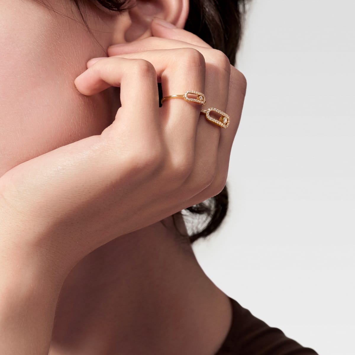 Bague Femme Or Jaune Diamant Bague Move Uno semi-pavée 04705-YG