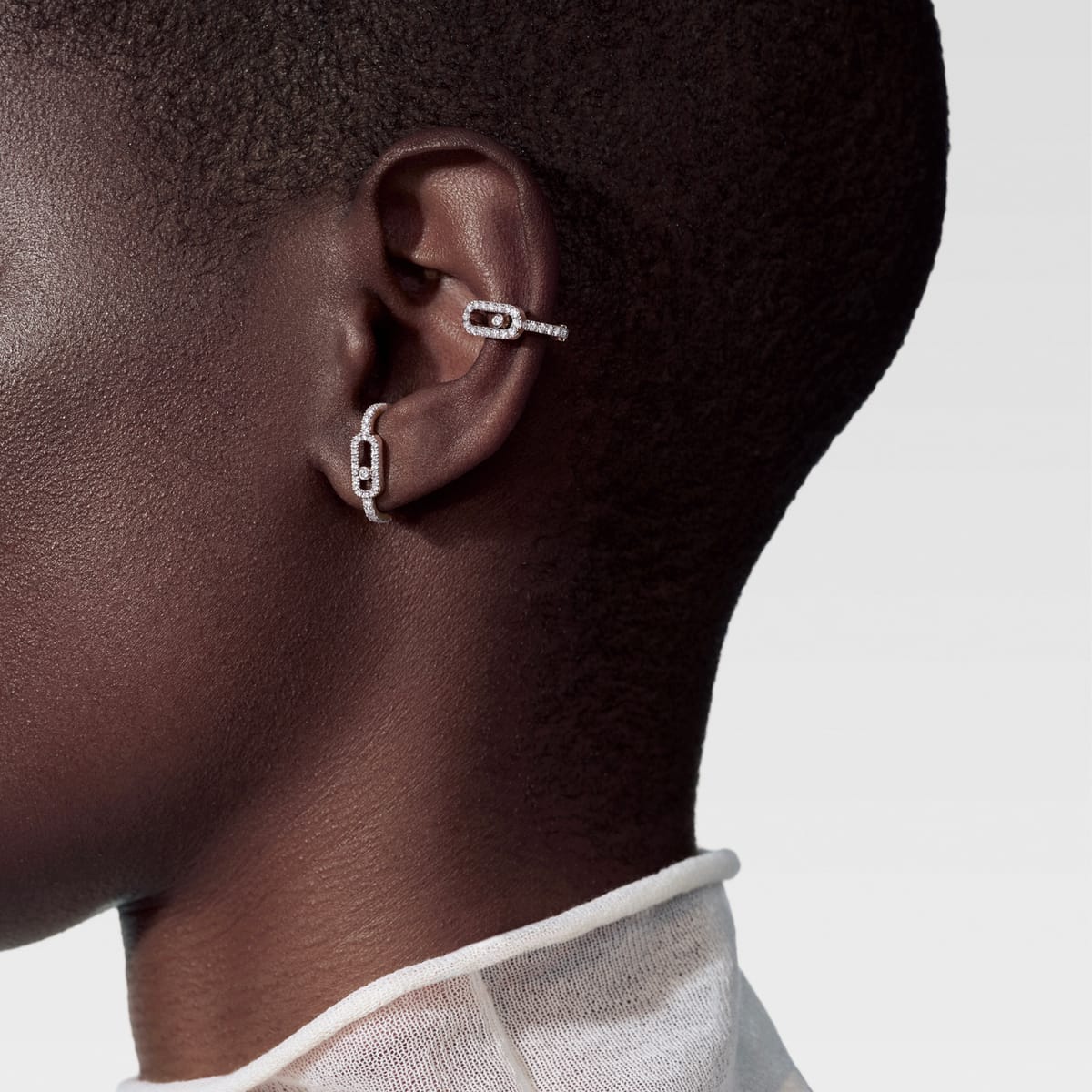 Boucles d'oreilles Femme Or Blanc Diamant Clip d'oreille Move Uno pavé 14848-WG