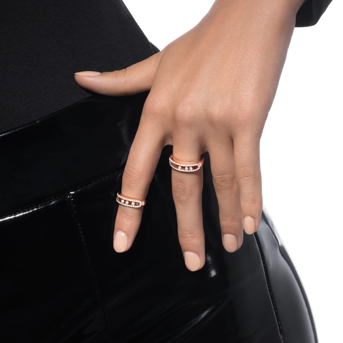 Кольцо Для нее Розовое золото Бриллиантами Bague pavée Baby Move 04683-PG