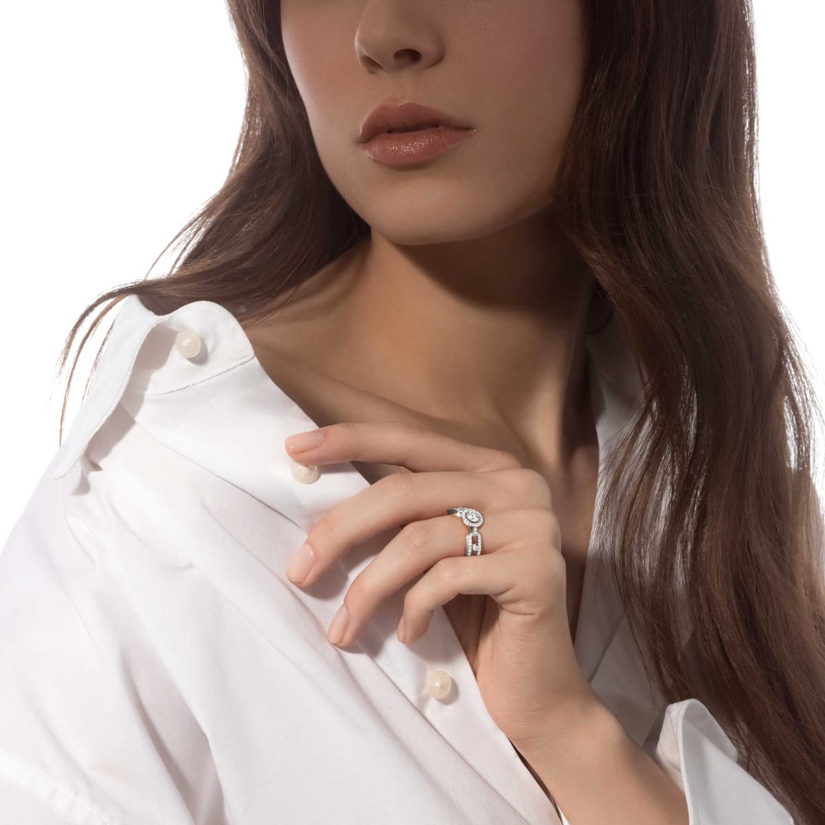 Ring For Her White Gold Diamond خاتم السوليتير Move Link 0.30 قيراط 13747-WG
