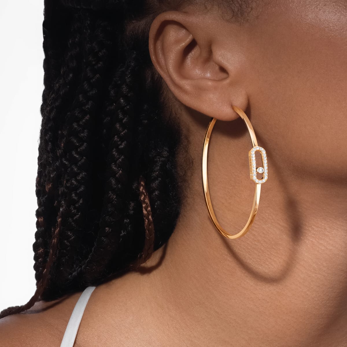 Boucles d'oreilles Femme Or Jaune Diamant Créoles Move Uno GM 12468-YG