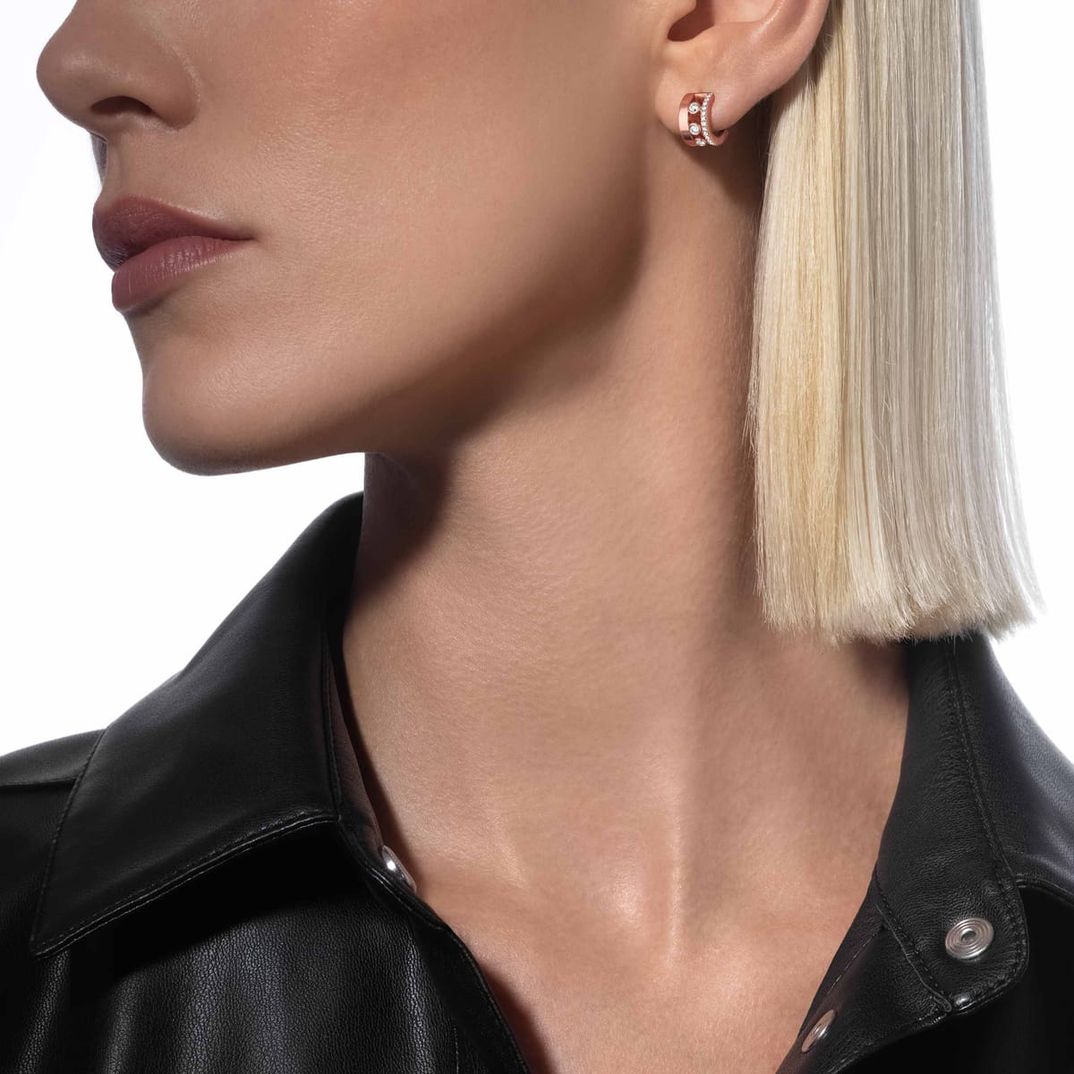Move Romane mini hoop earrings Pink Gold For Her Diamond Earrings 07178-PG