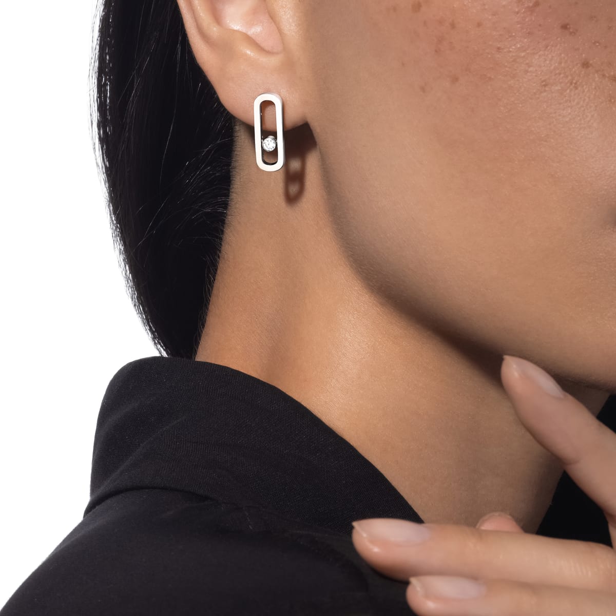 Boucles d'oreilles Femme Or Blanc Diamant Boucles d'oreilles Move Uno 12182-WG