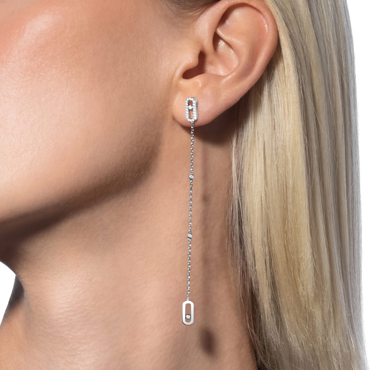 Boucles d'oreilles Femme Or Blanc Diamant Boucles d'oreilles pendantes Move Uno 11321-WG