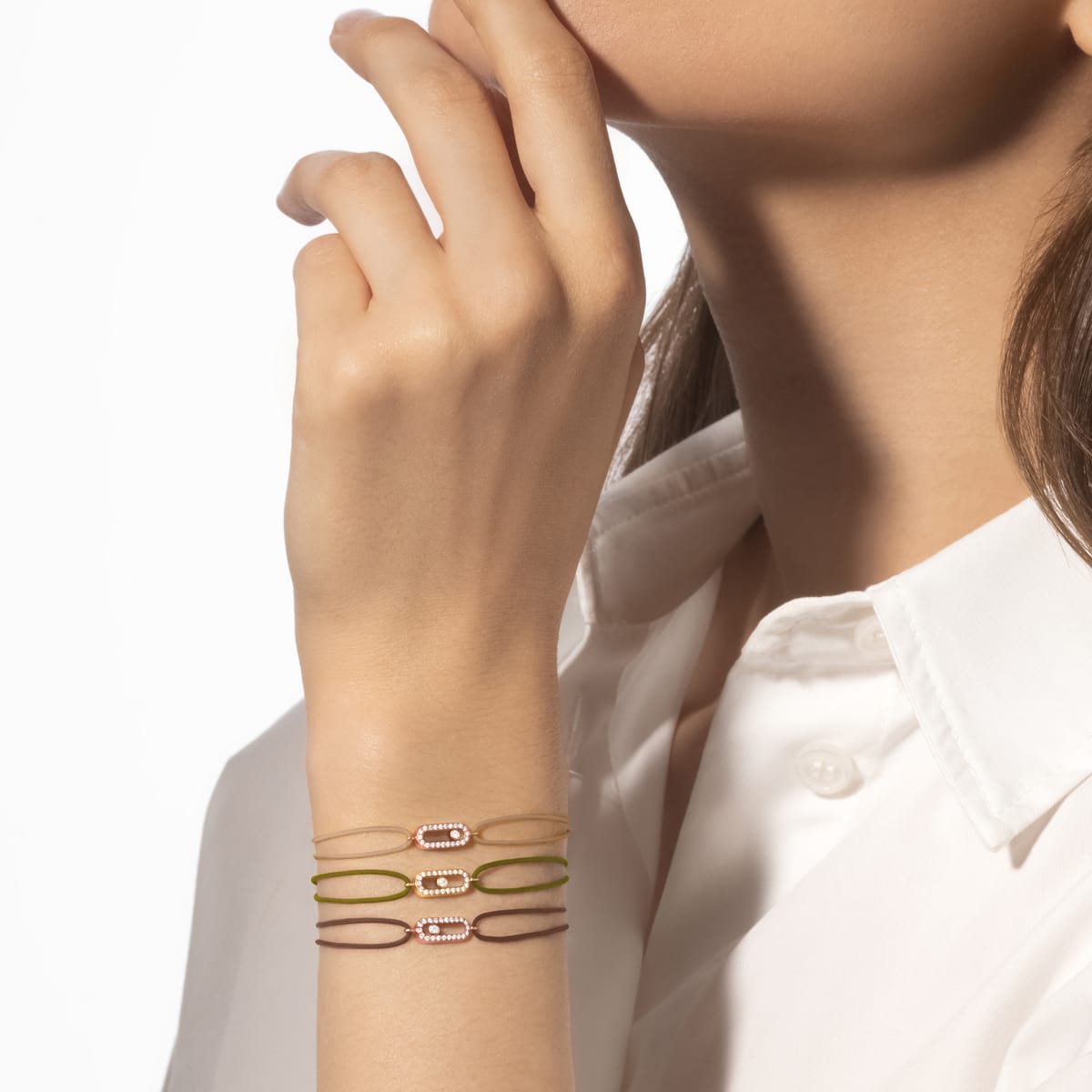 Move Uno khaki cord bracelet Yellow Gold For Her Diamond Bracelet 13860-YG