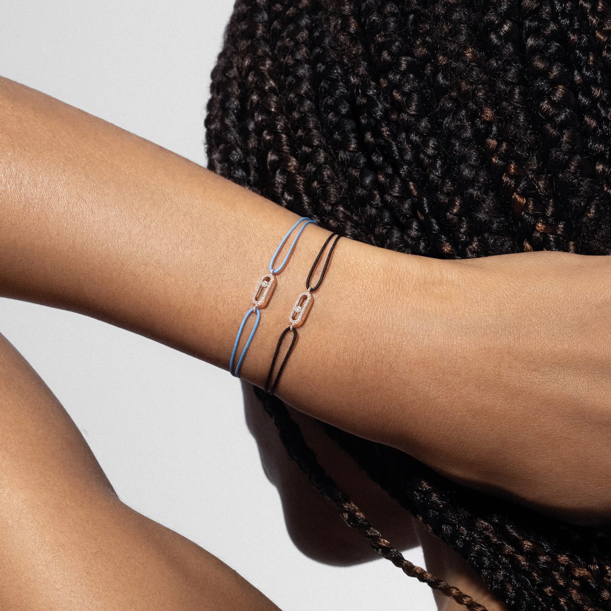 Bracelet Mixte Or Blanc Diamant Bracelet cordon noir Move Uno 13209-WG