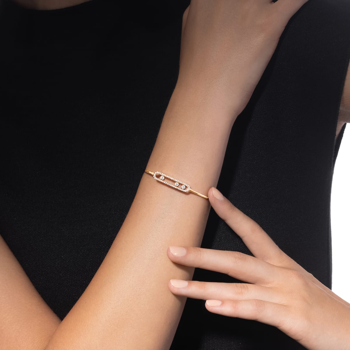 Bracelet For Her Yellow Gold Diamond Move pavé thin bracelet 05032-YG