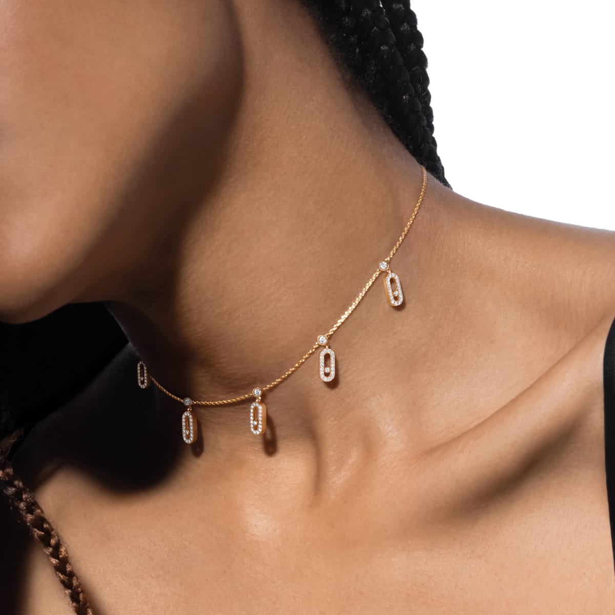Collier Femme Or Jaune Diamant Collier choker pampille pavé Move Uno 12150-YG