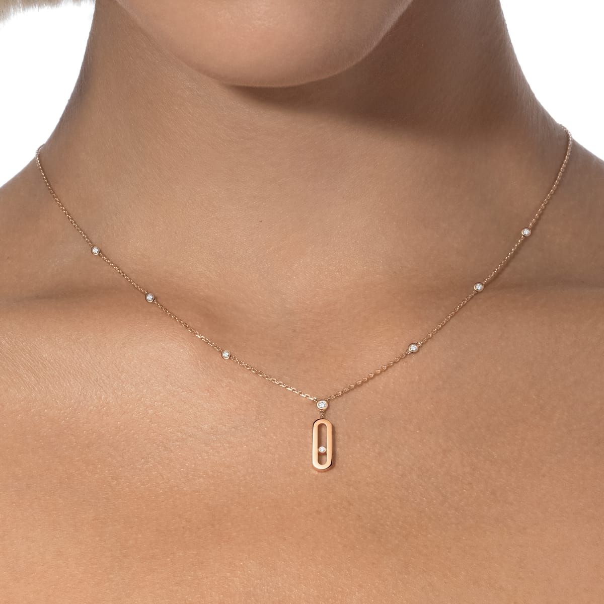 Collier Femme Or Rose Diamant Collier pendentif Move Uno, petit modèle 10111-PG