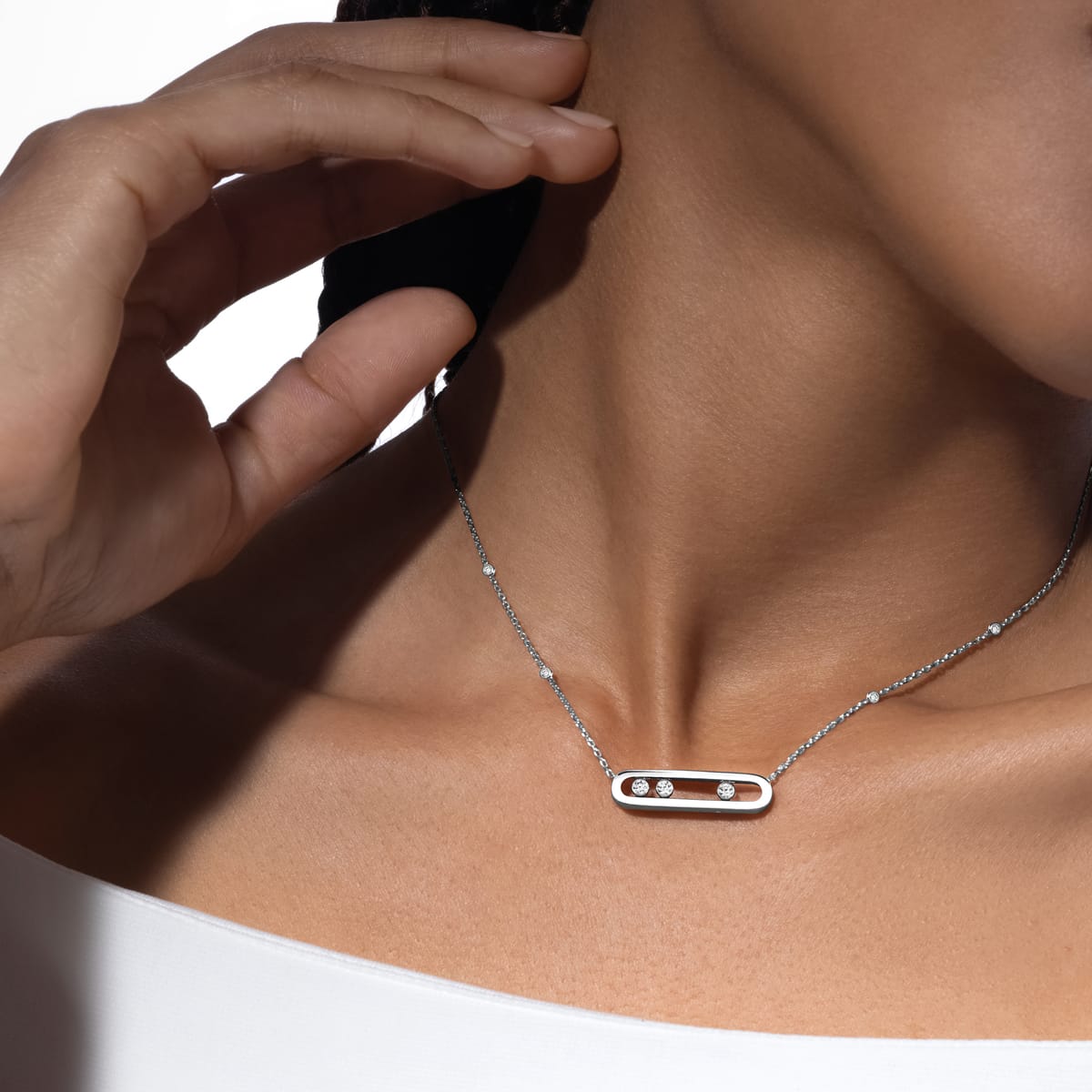 Collier Femme Or Blanc Diamant Collier Move 03997-WG