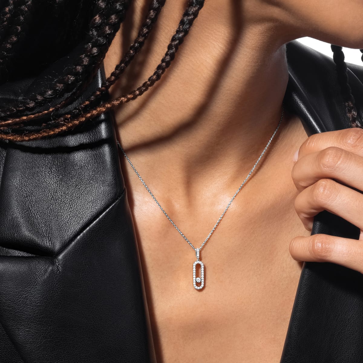 Collier Femme Or Blanc Diamant Collier pavé Move Uno GM 12058-WG