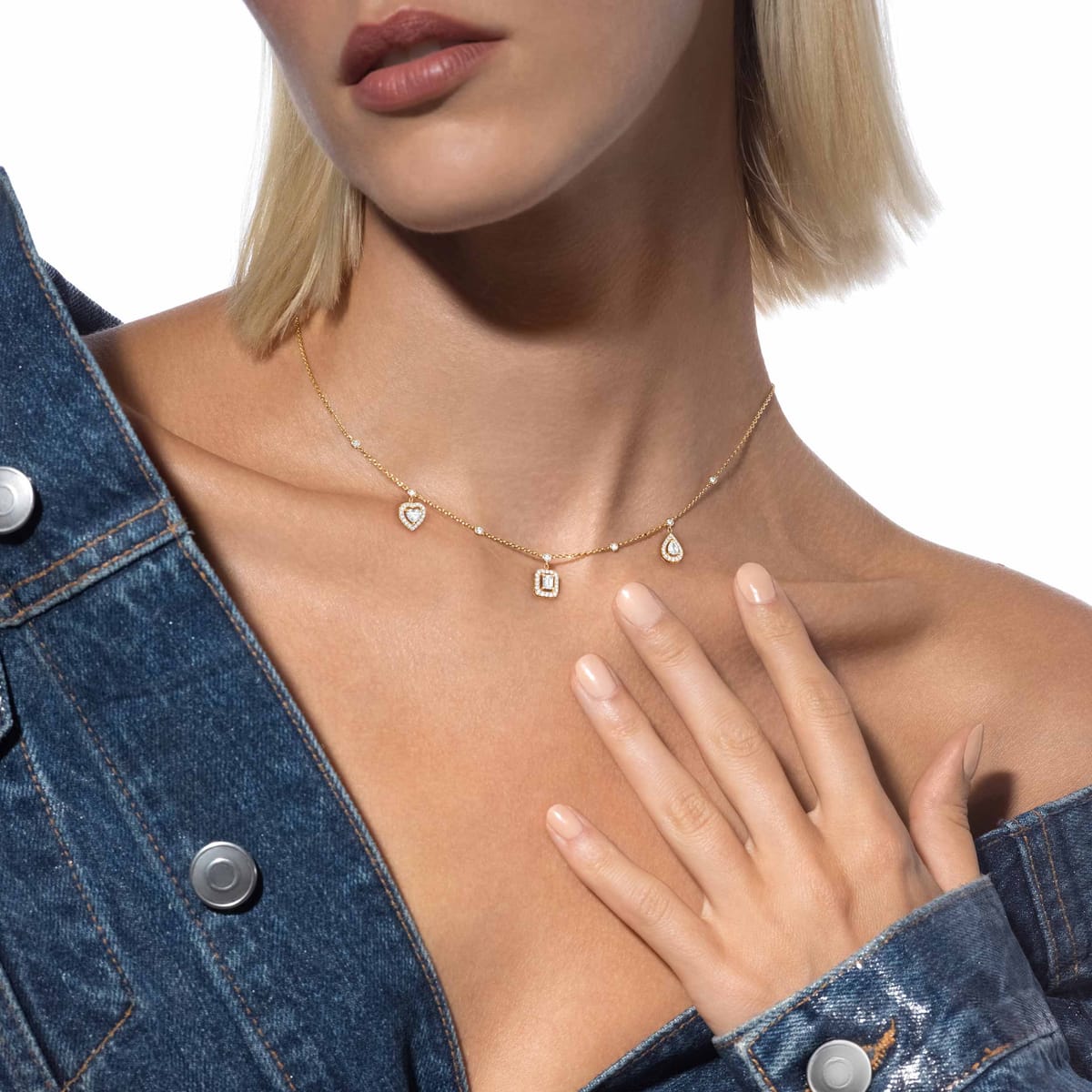 Necklace For Her Yellow Gold Diamond My Twin trilogy necklace 3x 0.15ct 11945-YG