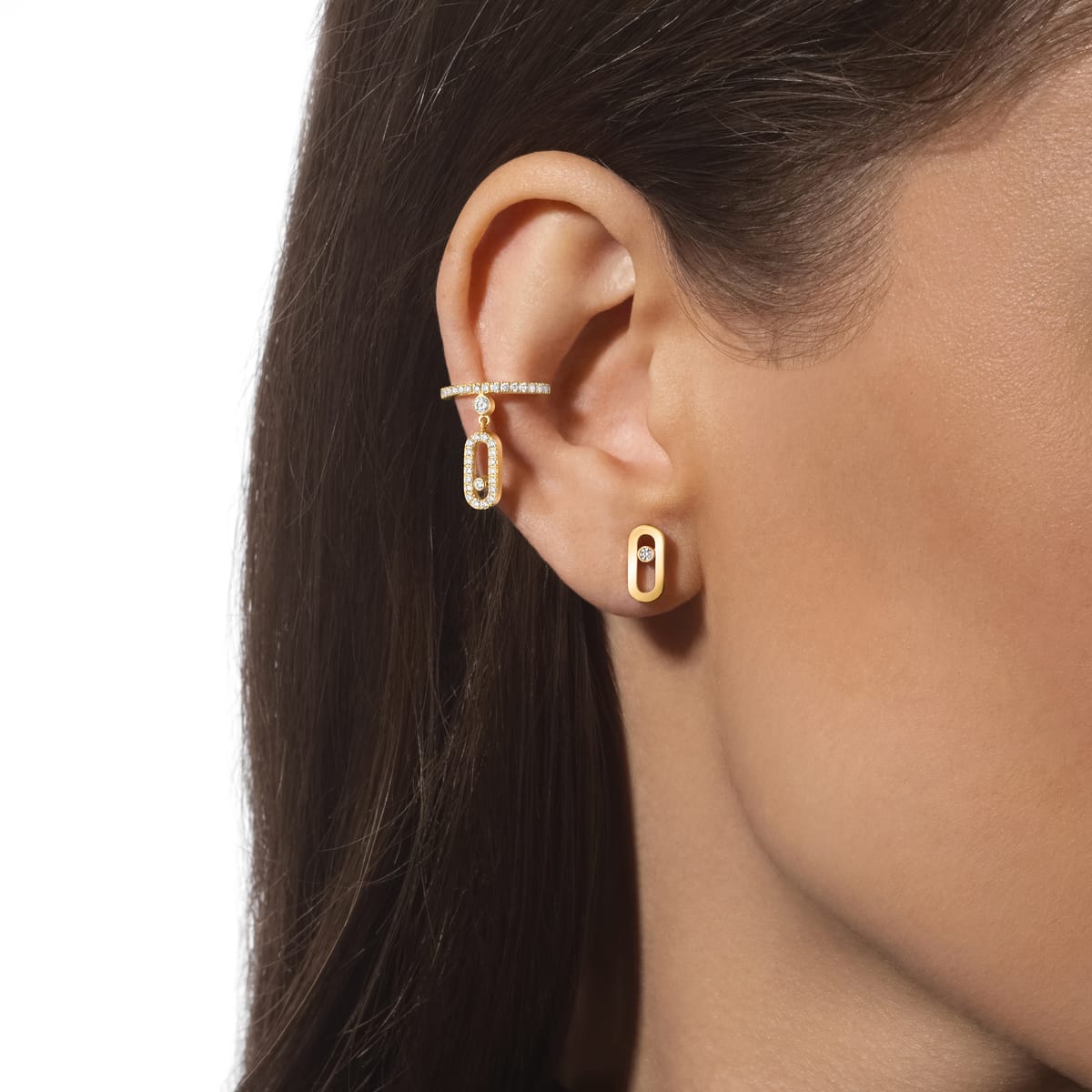 Boucles d'oreilles Femme Or Jaune Diamant Mono clip pampille pavé Move Uno 11162-YG