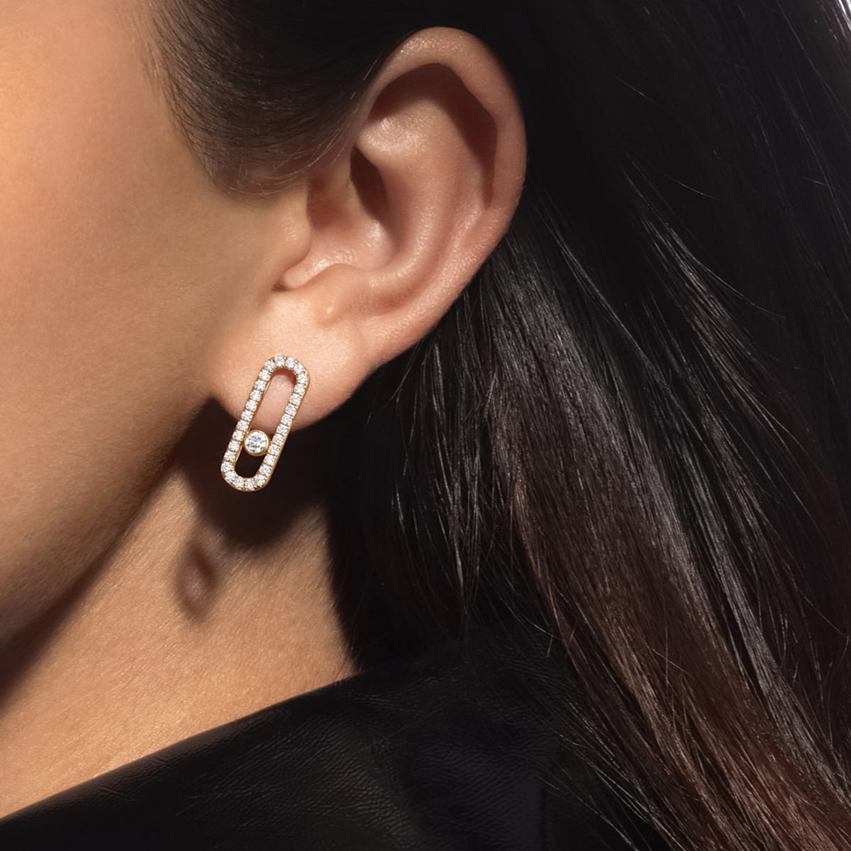 Move Uno pavé earrings Yellow Gold For Her Diamond Earrings 12183-YG