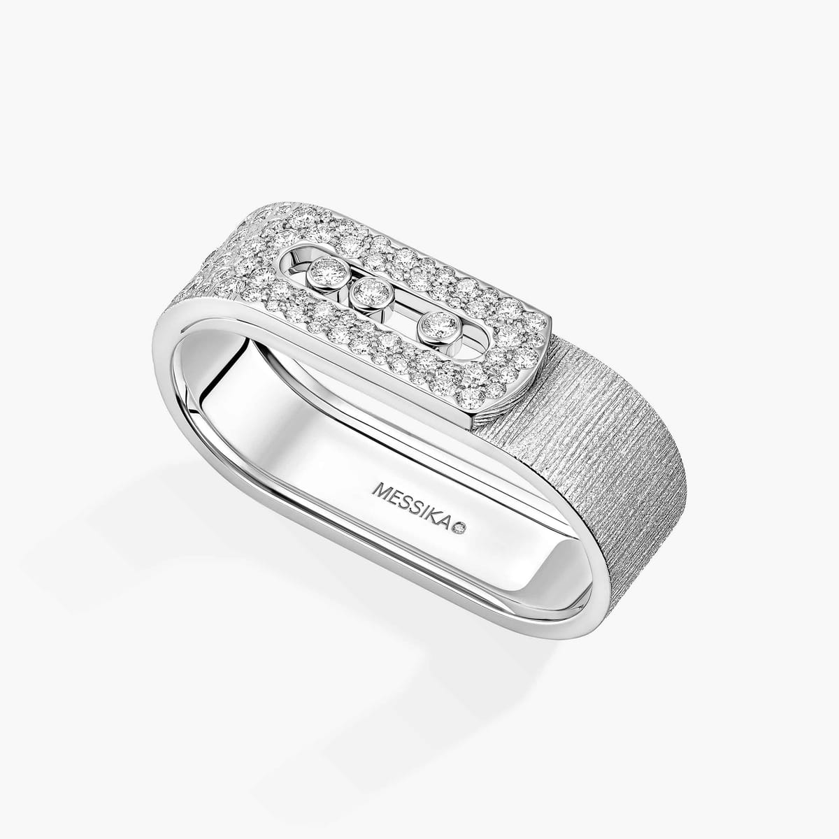 Move Noa two-finger chiseled ring White Gold For Her Diamond Ring 14456-WG