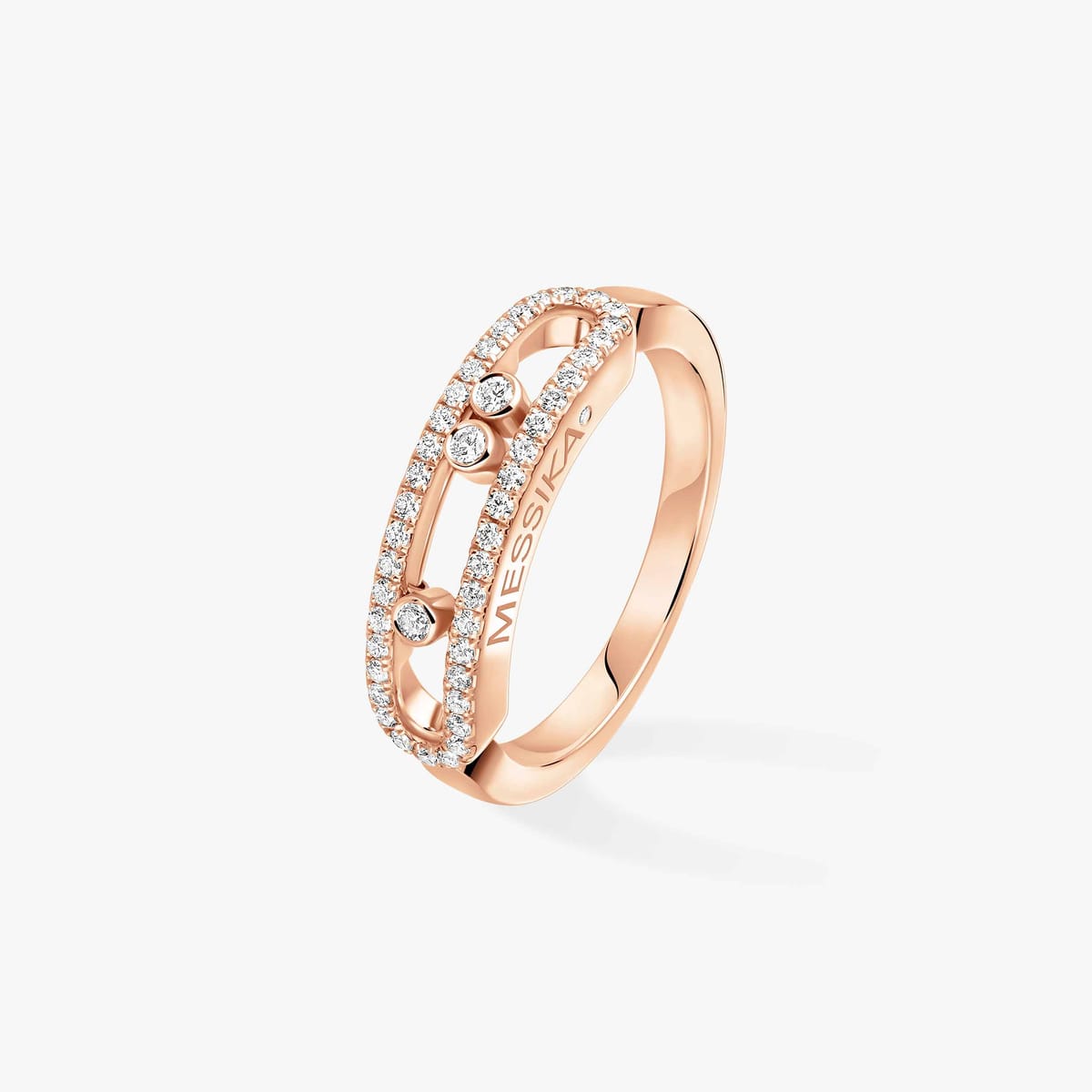 Кольцо Для нее Розовое золото Бриллиантами Bague pavée Baby Move 04683-PG