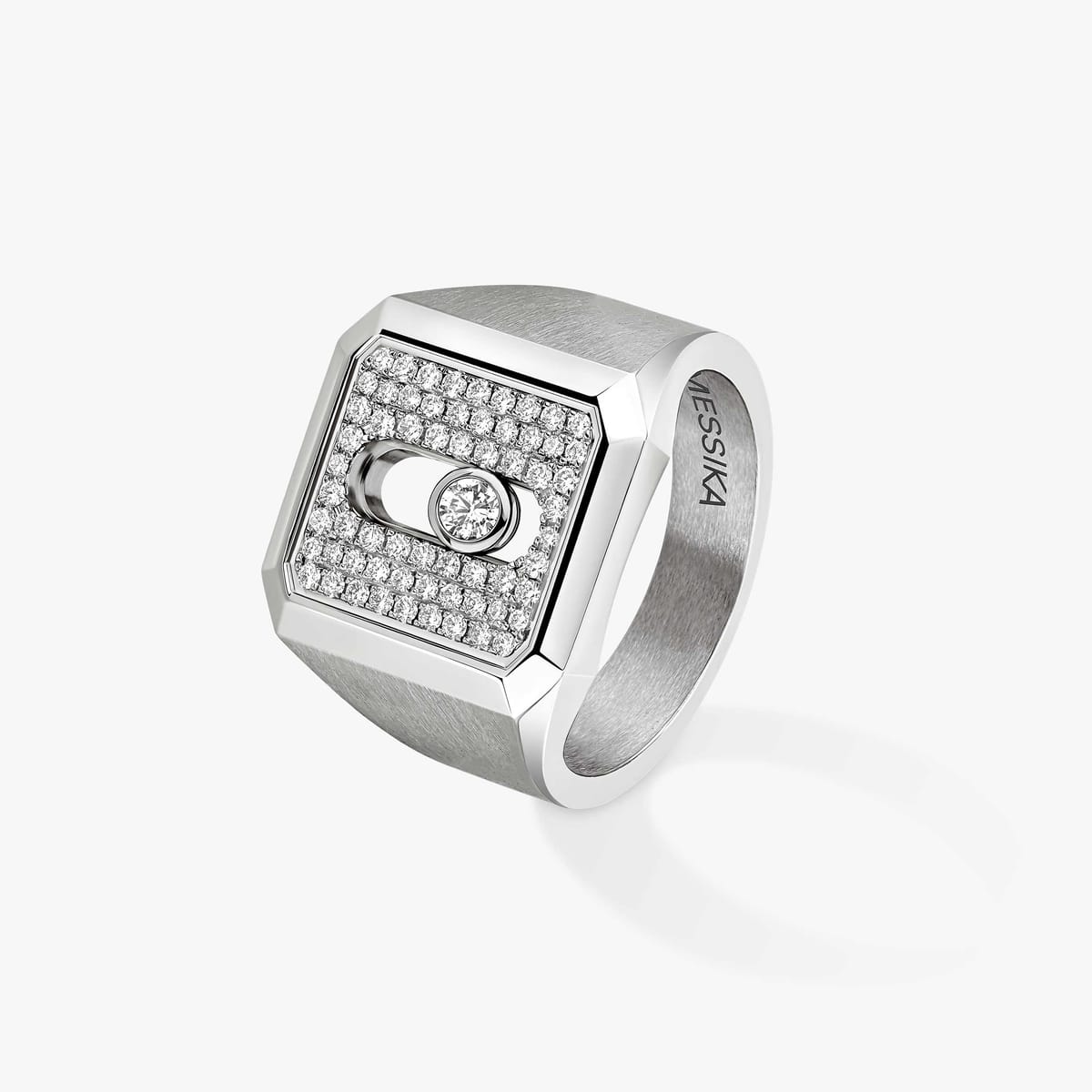 خاتم رجل تيتانيوم بلون طبيعي الماس خاتم الختم Move Titanium Natural المرصوف 13832-TN