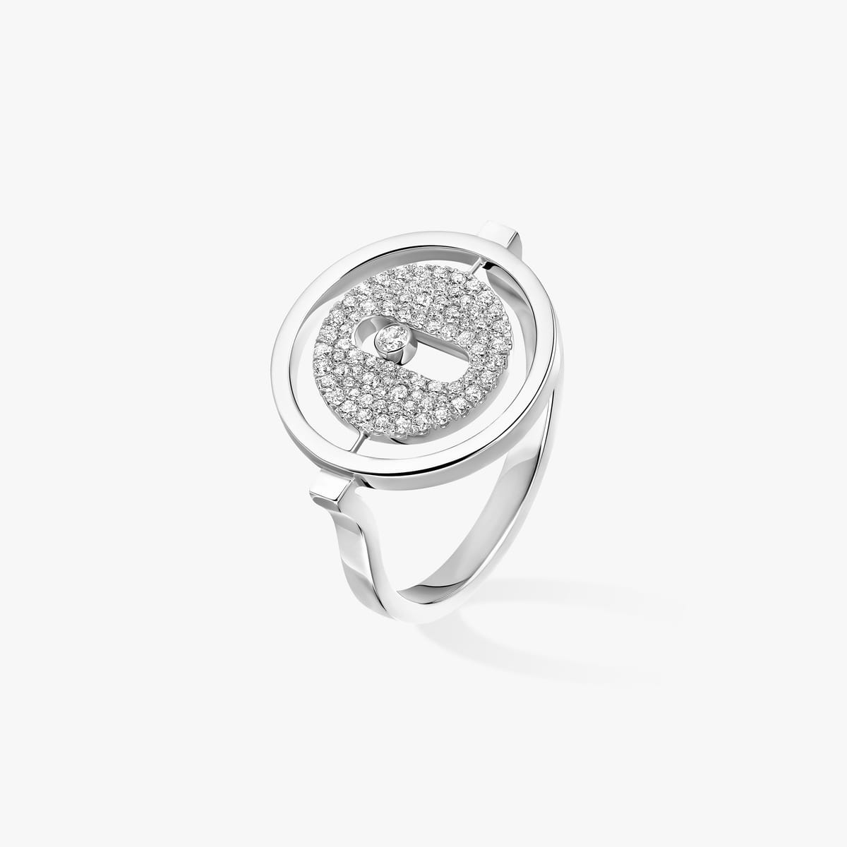 خاتم امرأة ذهب أبيض الماس Bague pavée Lucky Move PM 07534-WG