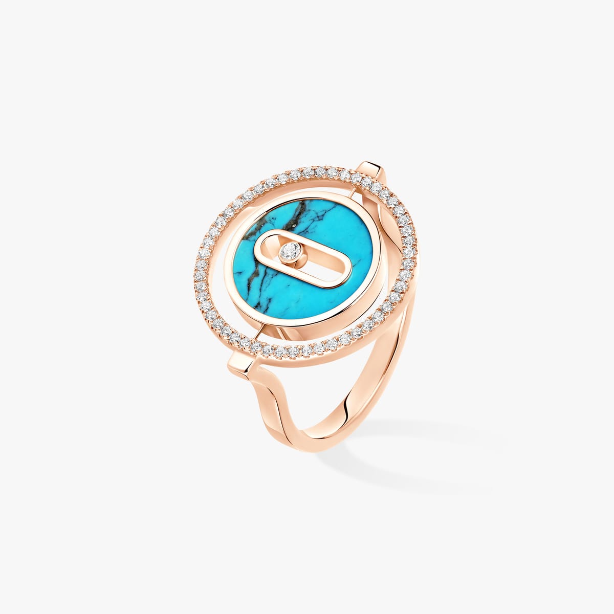 خاتم امرأة ذهب وردي الماس Bague turquoise Lucky Move PM 12098-PG