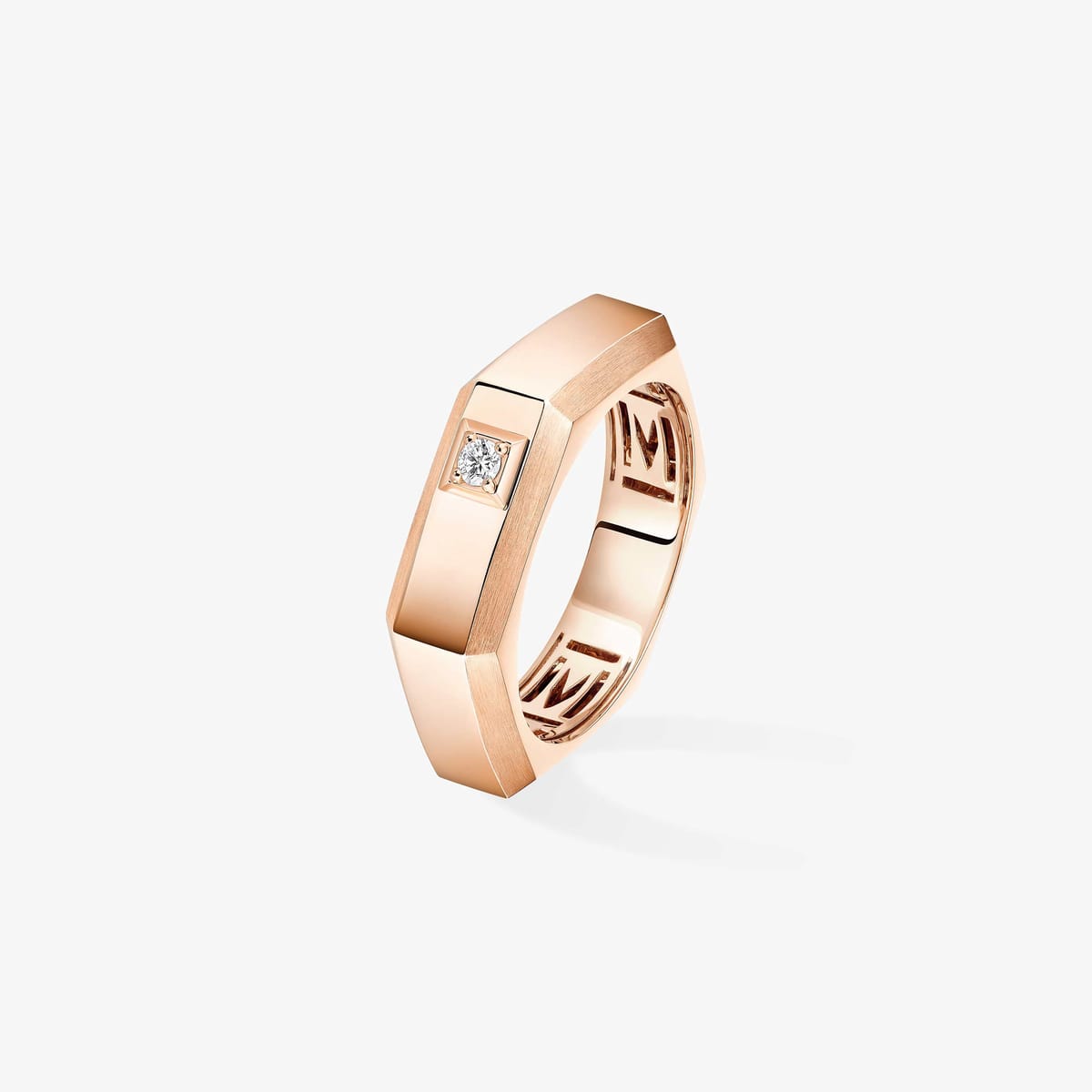 Ring Mixed Pink Gold Diamond Moderniste مقاس M 13558-PG