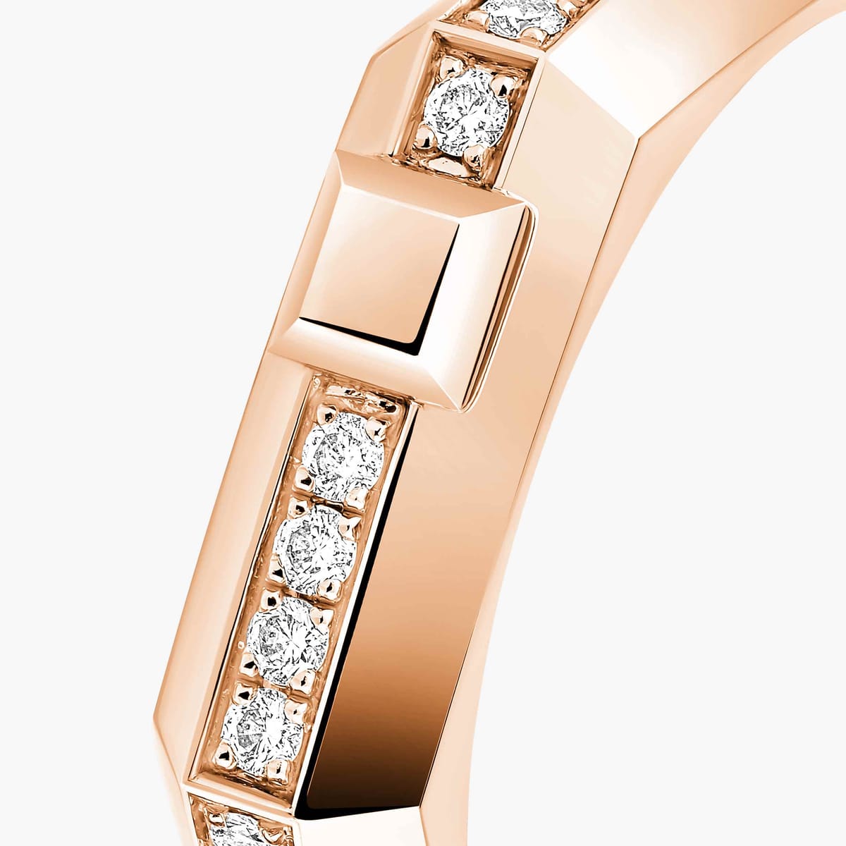 خاتم امرأة ذهب وردي الماس Bague Moderniste pavée, petit modèle 14124-PG