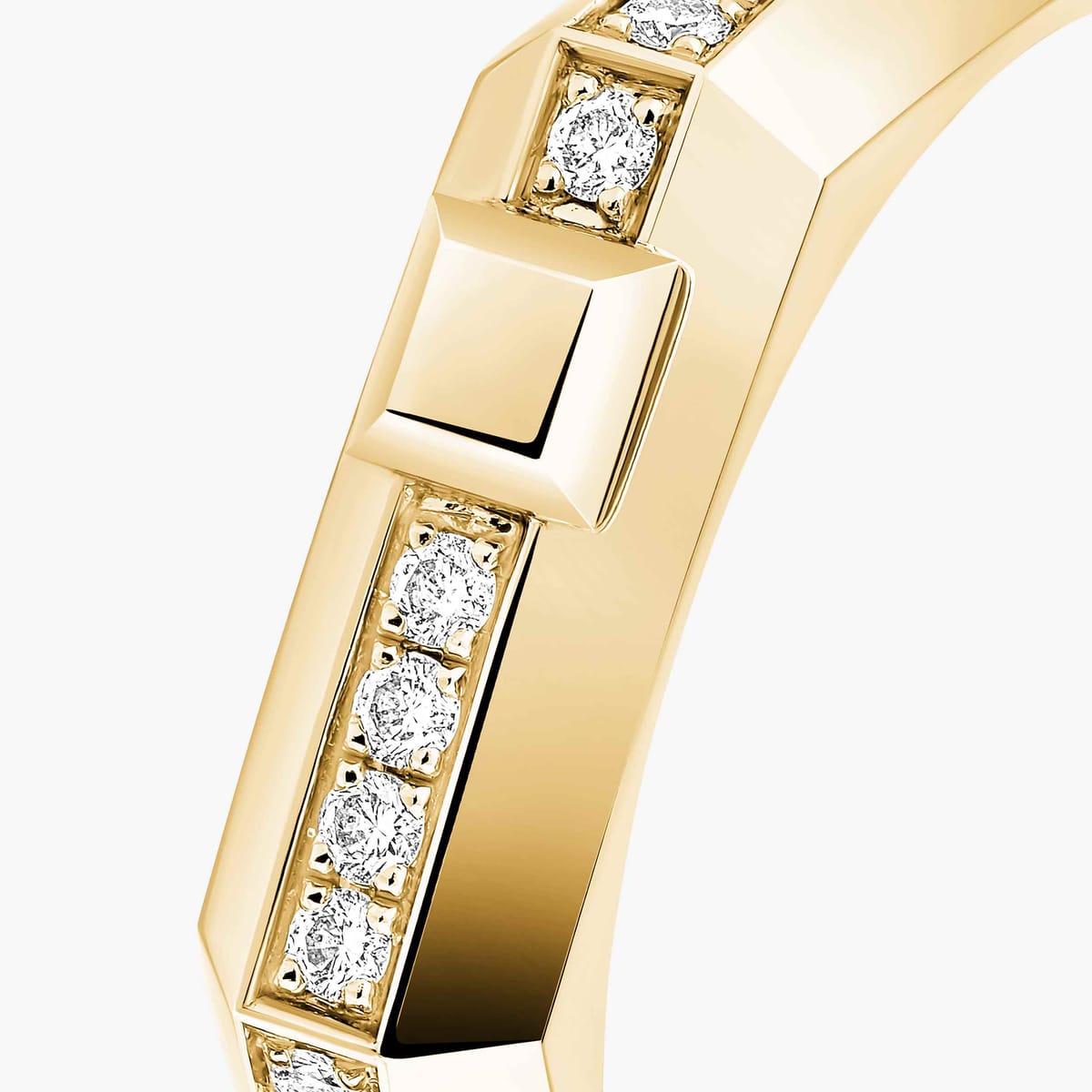 خاتم امرأة ذهب أصفر الماس Bague Moderniste pavée, petit modèle 14124-YG