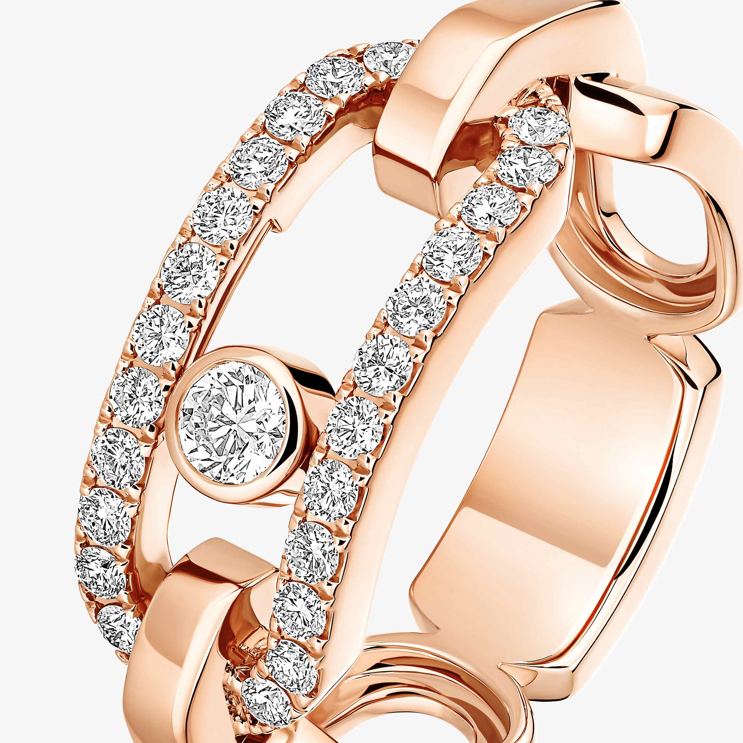 Move Link Diamond Ring in Pink Gold | Messika 12728-PG