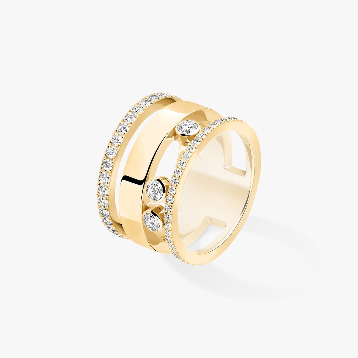 Bague Femme Or Jaune Diamant Bague Move Romane semi-pavée, grand modèle 06659-YG